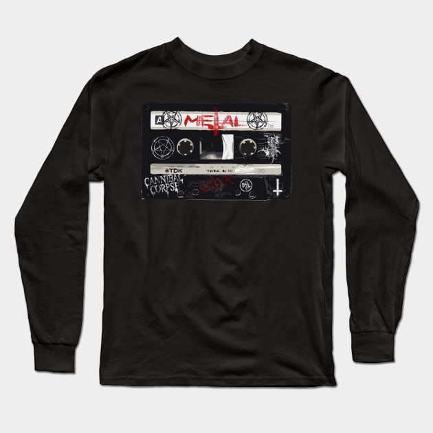 Heavy Metal Mix Tape Long Sleeve T-Shirt by schockgraphics